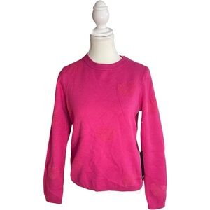 Nicole Miller Hearts Sweater Hot Pink